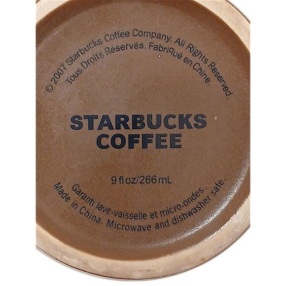 2007 Starbucks Latte Coffee Cup Mug 9 oz Brown Rippled Retro Boho Office Collect - Picture 7 of 7